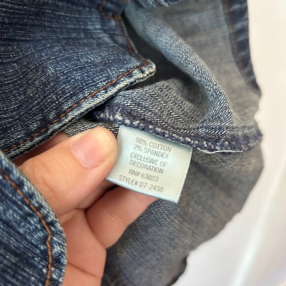 Christopher & Banks Denim Jacket Womens XL Stretch Rhinestones Button Front - Picture 5 of 8